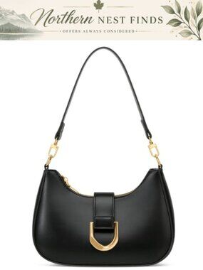 Vegan Leather Crescent Shoulder Bag Removable Strap Everyday Purse